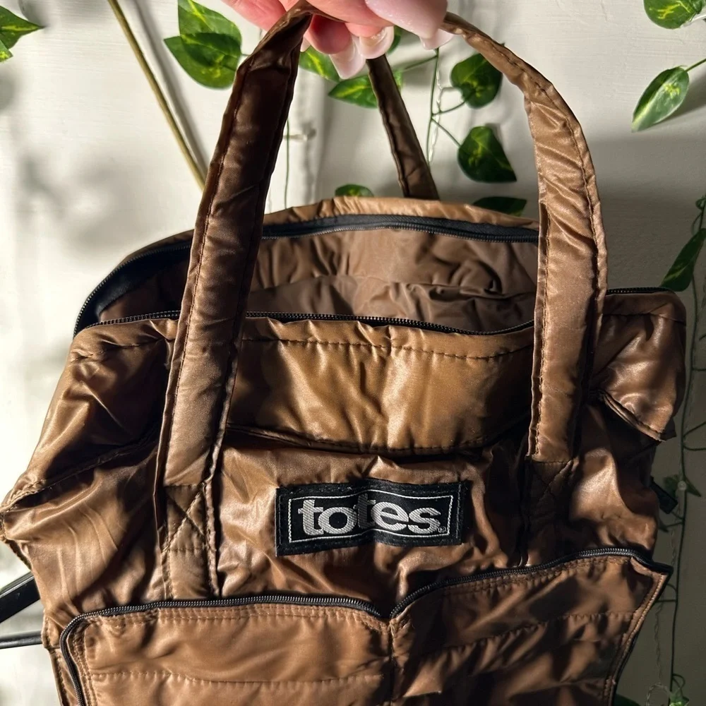 Totes Brown Backpack Quilted Durable Design